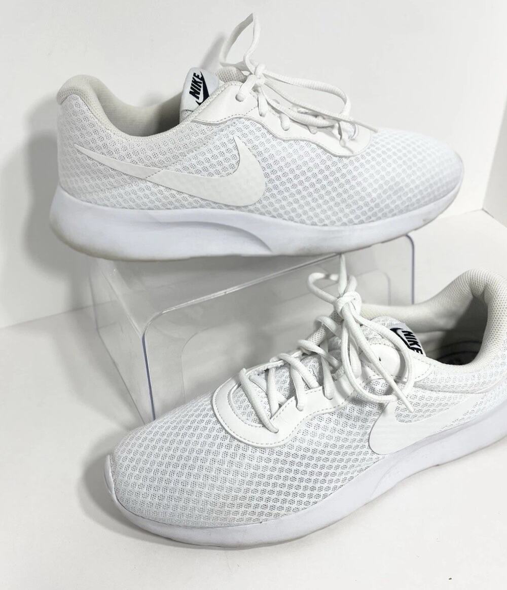 Men's Nike Tanjun Size 12 White on White Sneakers Running Walking Athletic Shoe